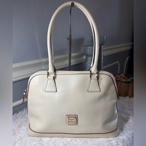 Dooney & Bourke Pebbled Leather Satchel in Ivory